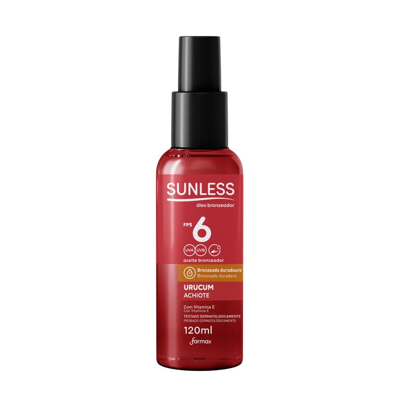 ÓLEO BRONZEADOR URUCUM SUNLESS FPS 6 120ML