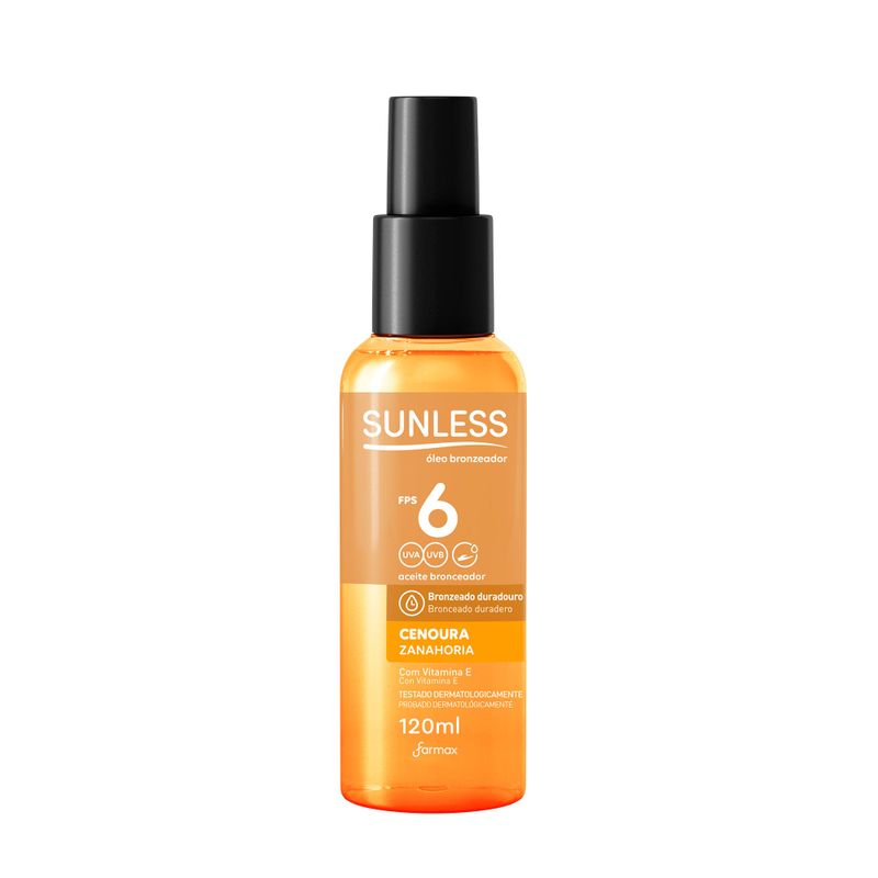 ÓLEO BRONZEADOR SPRAY CENOURA SUNLESS FPS6 120ML