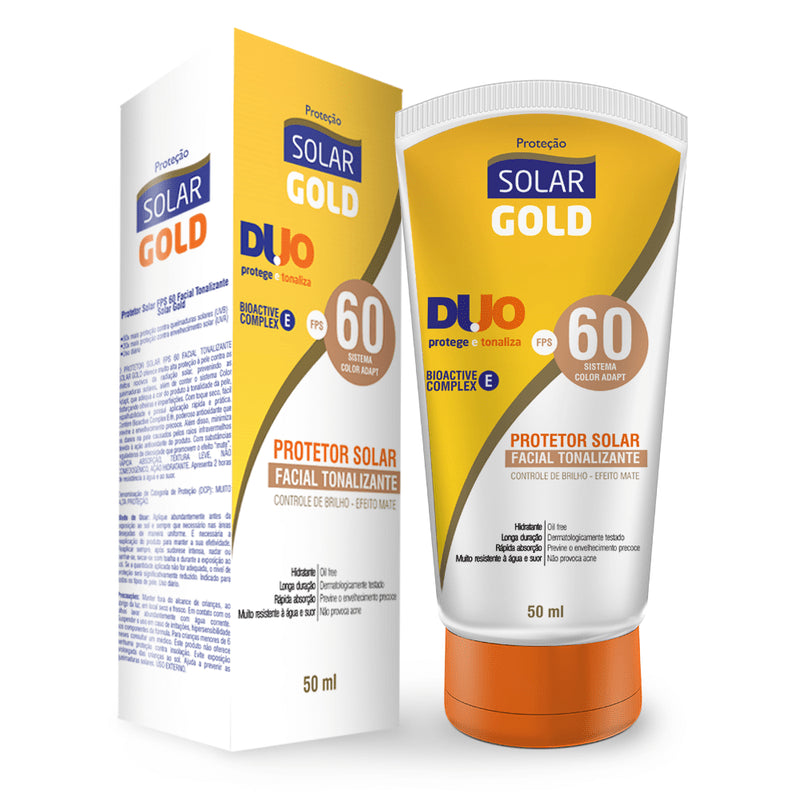 Protetor Solar Facial 50ml Tonalizante Fps 60 - Solar Gold