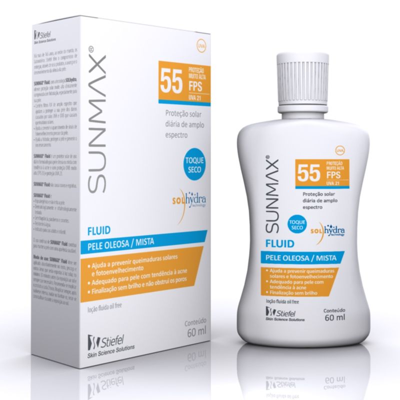 Protetor Solar Sunmax Fluid FPS 55 com 60ml