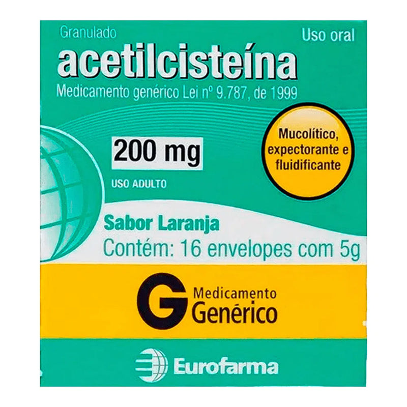 Acetilcisteína 200mg Genérico Eurofarma 16 Sachês