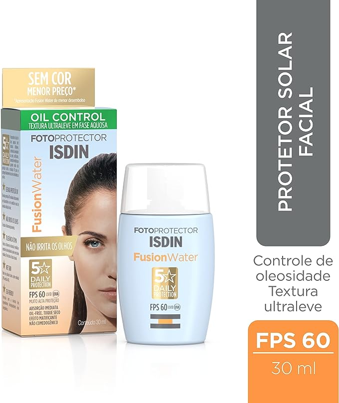 Protetor Solar Facial Isdin Fusion Water Oil Control FPS 60 30ml