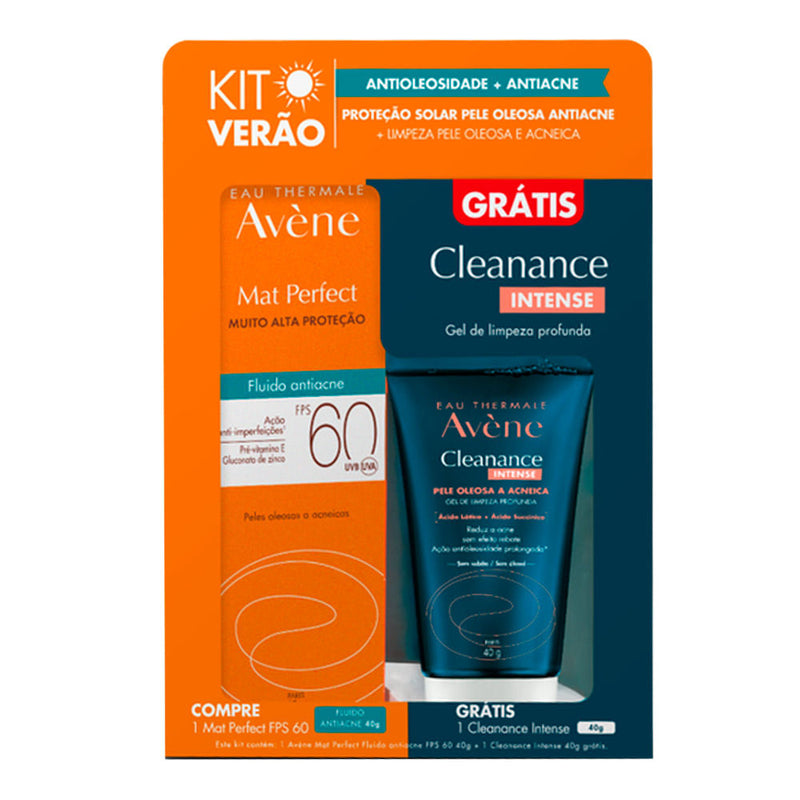 Kit Protetor Solar Avène Mat Perfect Anti-Acne FPS60 40g + Gel de Limpeza 40ml