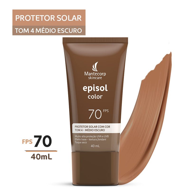 Protetor Solar Facial Episol Color Tom 4 Médio Escuro F 70 40ml