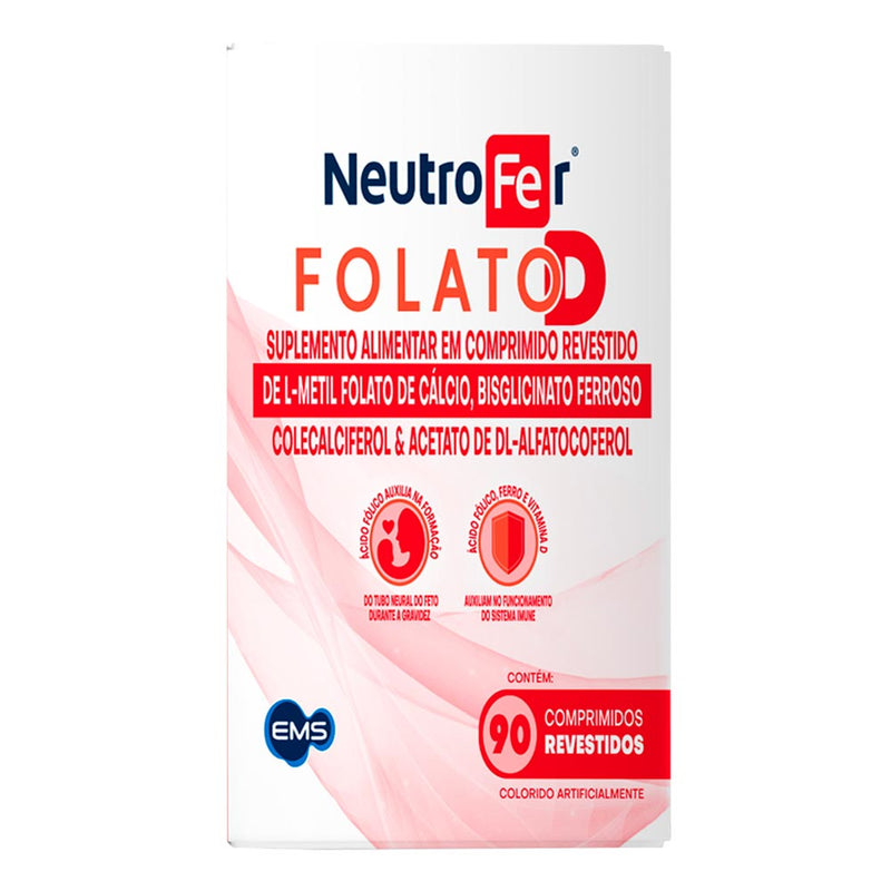 Suplemento Alimentar EMS Neutrofer Folato D 90 Comprimidos