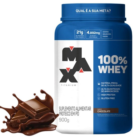 100% Whey Pote 900G - Max Titanium - Chocolate