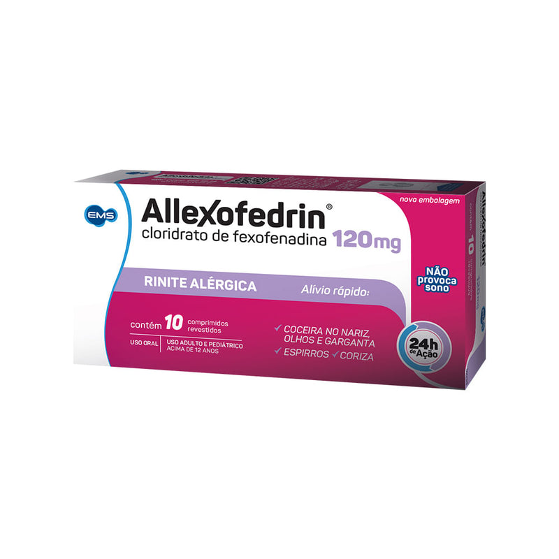 Allexofedrin cloridrato de fexofenadina 120mg 10 comprimidos