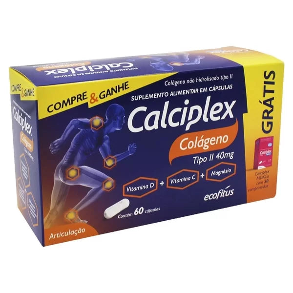 CALCIPLEX COLAGENO TIPO II COM 60 CAPSULAS +30 COMPRIMIDOS MDKCA ESPECIAL
