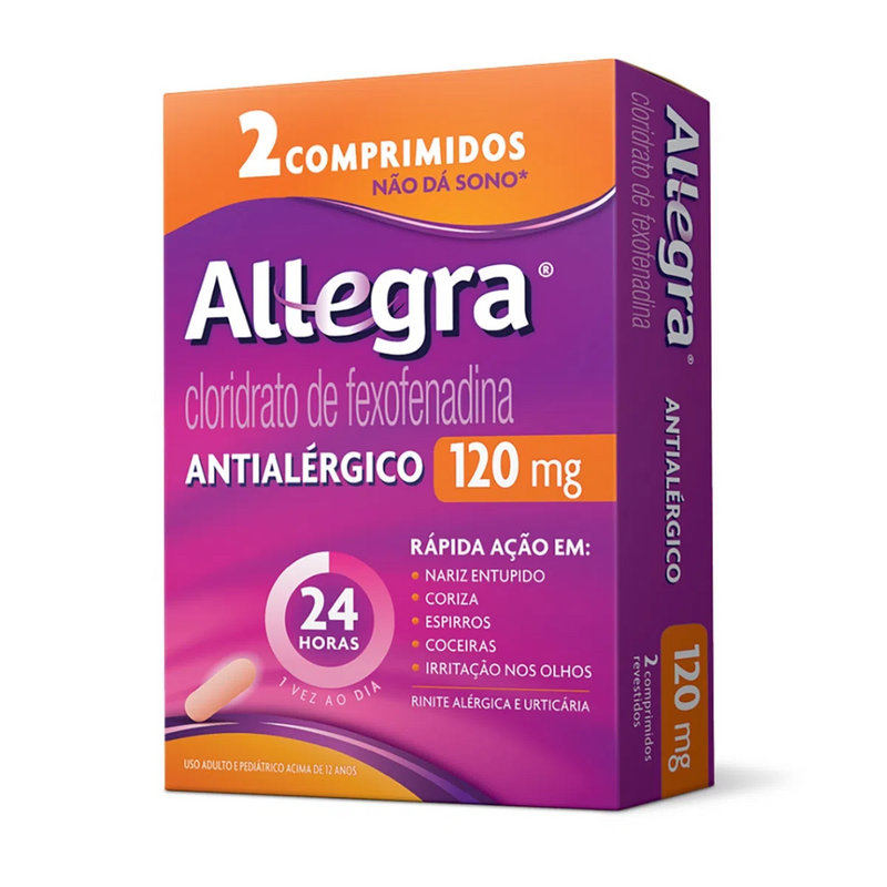 ALLEGRA CLORIDRATO DE FEXOFENADINA 120MG 2 COMPRIMIDOS