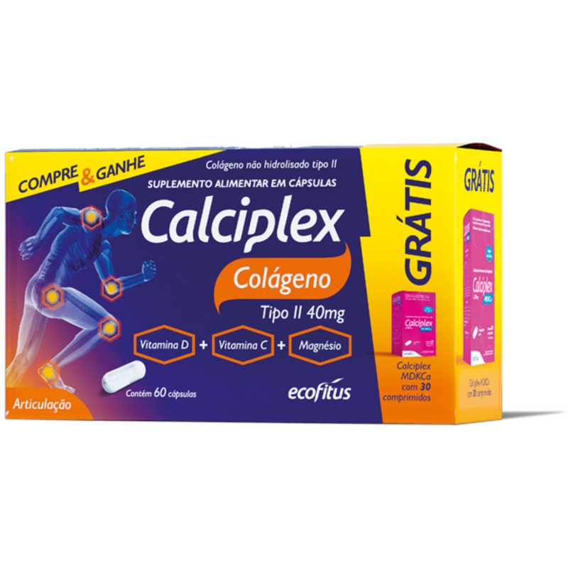 CALCIPLEX COLAGENO TIPO II COM 60 CAPSULAS +30 COMPRIMIDOS MDKCA ESPECIAL