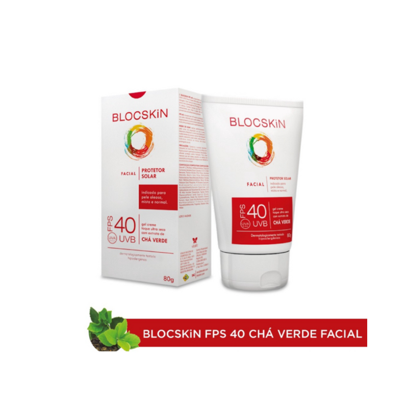 PROTETOR SOLAR BLOCSKIN FPS40 FACIAL CHÁ VERDE COM 80GR