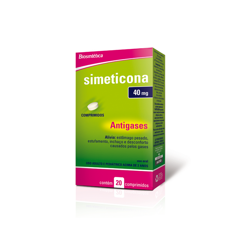 Simeticona 40mg Biosintética 20 Comprimidos