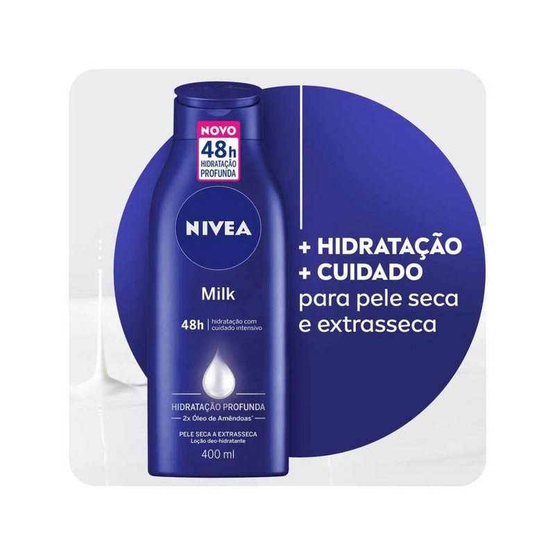 Loção Deo-Hidratante Corporal Nivea Milk Hidratação Profunda 400ml