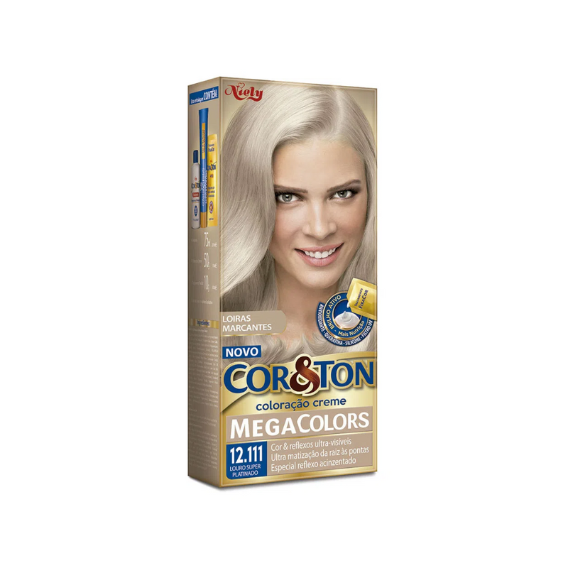 Tintura Cor&Ton Niely Mega Colors 12.111 Louro Super Platinado