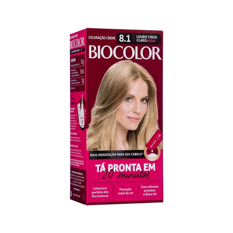 Tintura Creme Biocolor Louro Cinza Claro 8.1