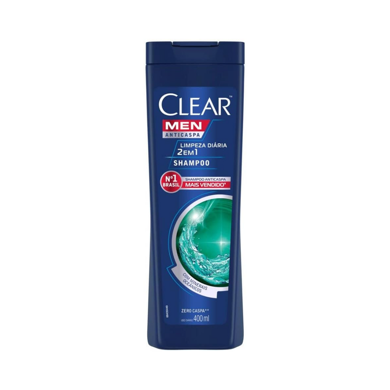 Clear Men Limpeza Diaria 2 Em 1 - Shampoo Anticaspa, 400Ml
