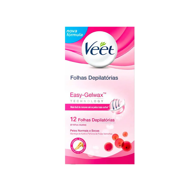 Cera Fria Corporal Veet Peles Normais e Secas - 12 Folhas