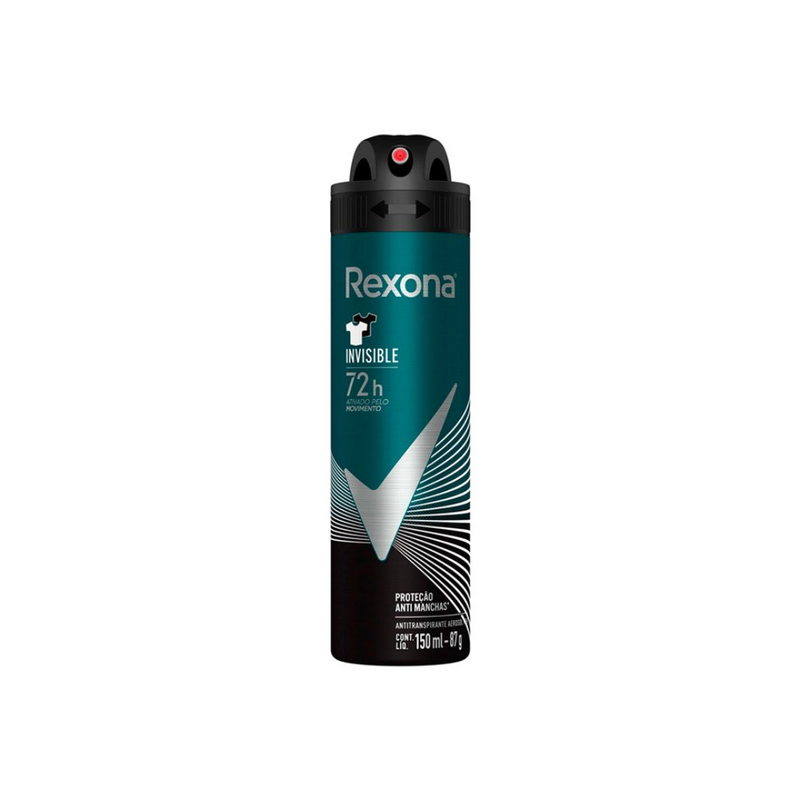 Desodorante Antitranspirante Aerosol Rexona Masculino Invisible 72h 150ml