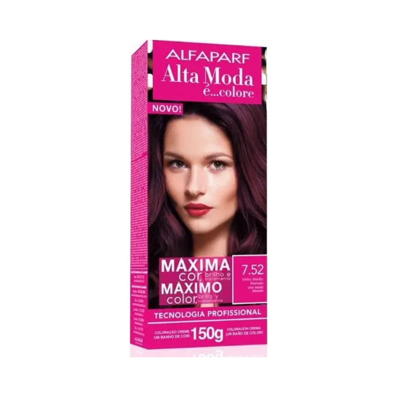 Tintura Alta Moda é... Colore 7.52 Vinho Médio Marsala