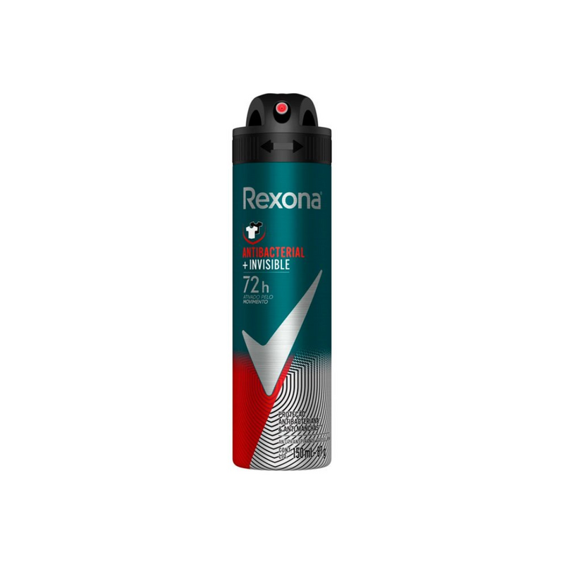 Desodorante Antitranspirante Aerosol Rexona Men Antibacterial + Invisible 150ml