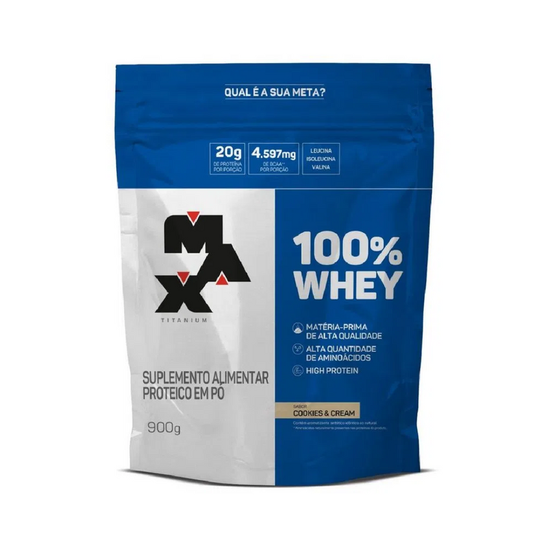 100% Whey Refil 900G - Max Titanium - Cookies & Cream