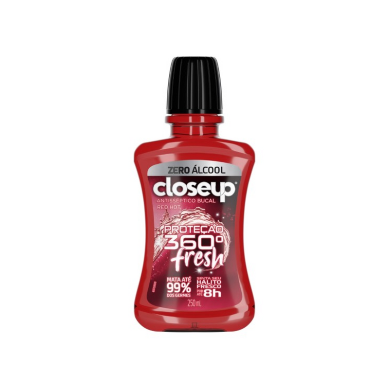 Enxaguante Antisséptico Bucal Closeup Red Hot Proteção 360° Fresh Zero Álcool Com 250Ml
