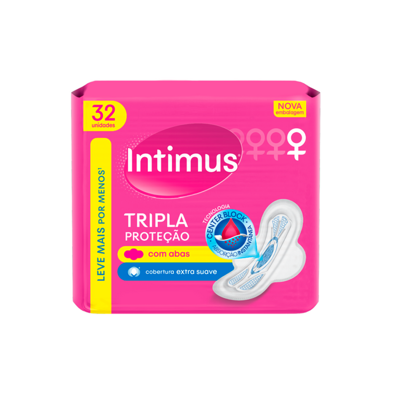 Absorvente Intimus Tripla Proteção Suave c/Abas 32 unidades