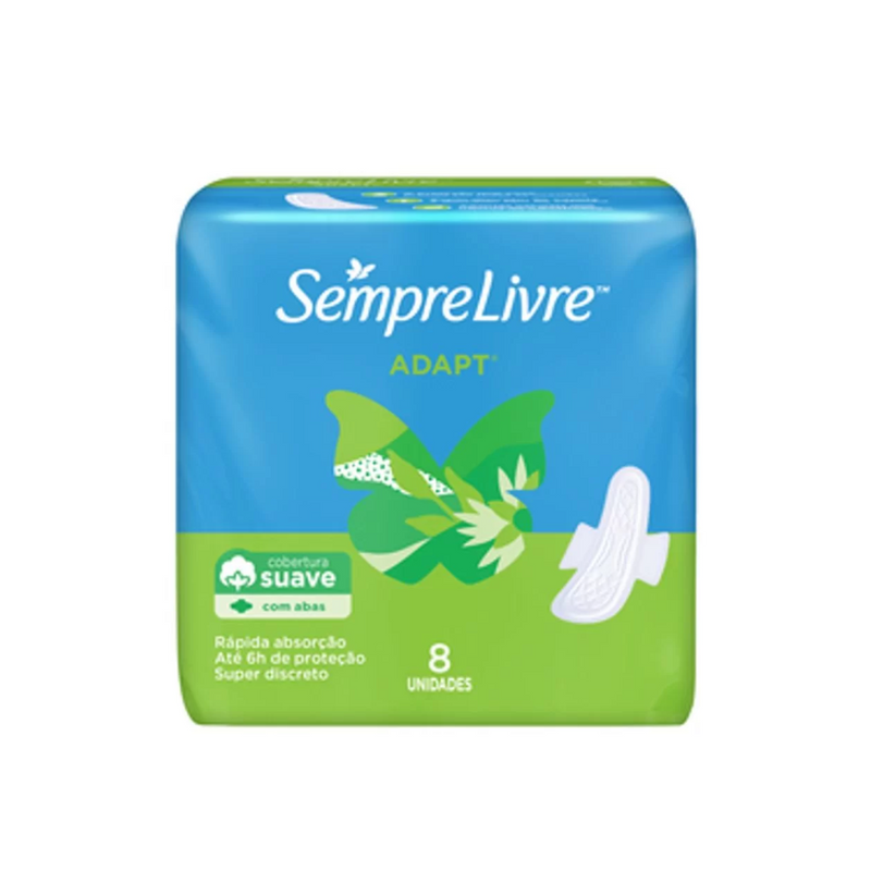 Absorvente Sempre Livre Adapt Cobertura Suave Com Abas 8 Unidades