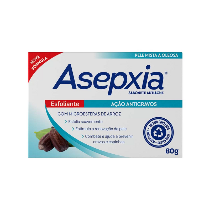 Sabonete Barra Asepxia Esfoliante Ação Anticravos Pele Mista E Oleosa 80g