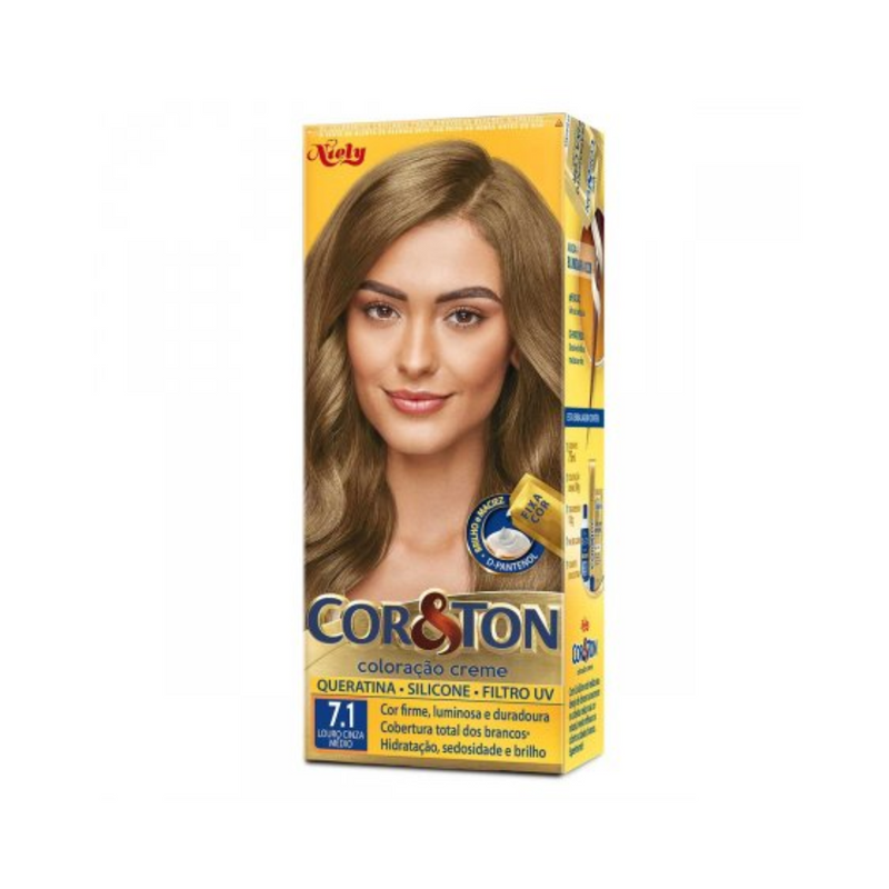 Tintura Cor&Ton Niely 7.1 Louro Cinza Médio