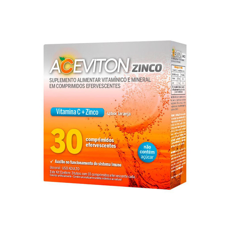 Vitamina C Aceviton Zinco Laranja 30 Comprimidos Efervescentes