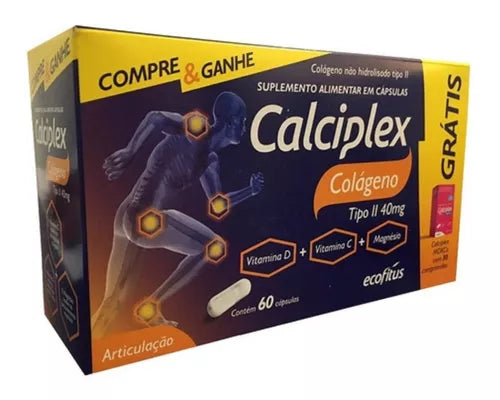CALCIPLEX COLAGENO TIPO II COM 60 CAPSULAS +30 COMPRIMIDOS MDKCA ESPECIAL