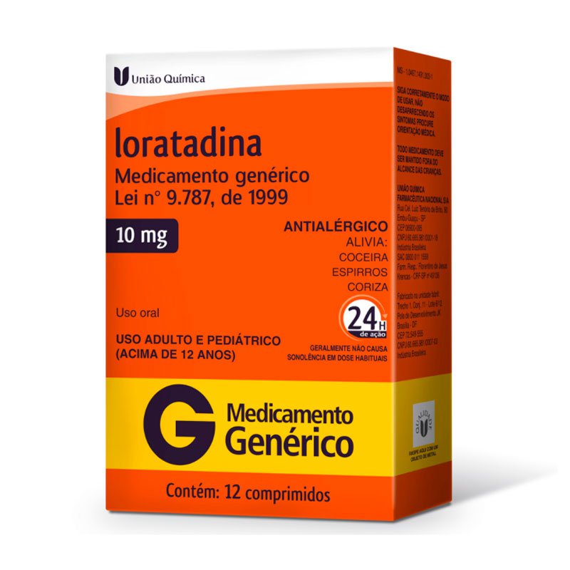 Loratadina 10mg União Química 12 Comprimidos