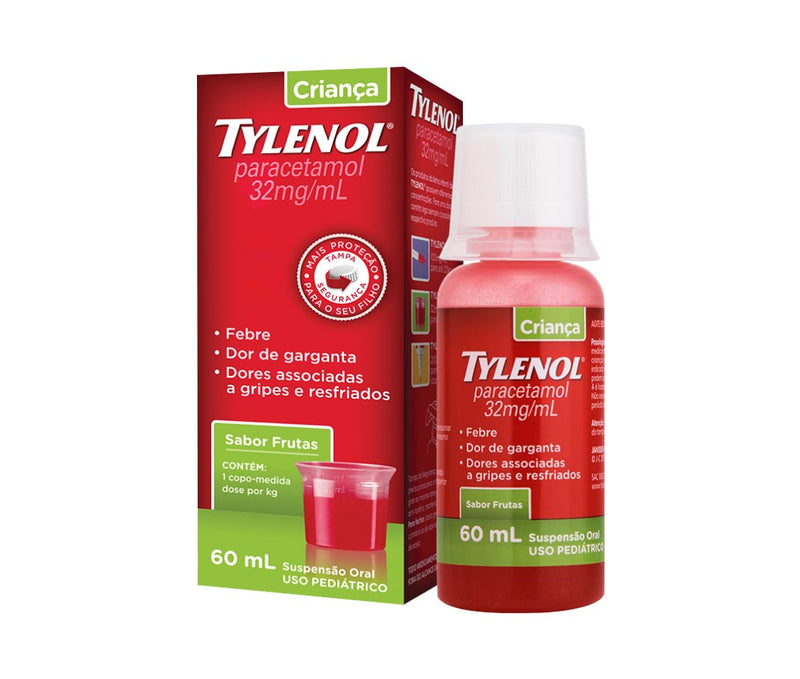 TYLENOL CRIANÇA PARACETAMOL 32MG/ML SUSPENSÃO ORAL SABOR FRUTAS 60mL